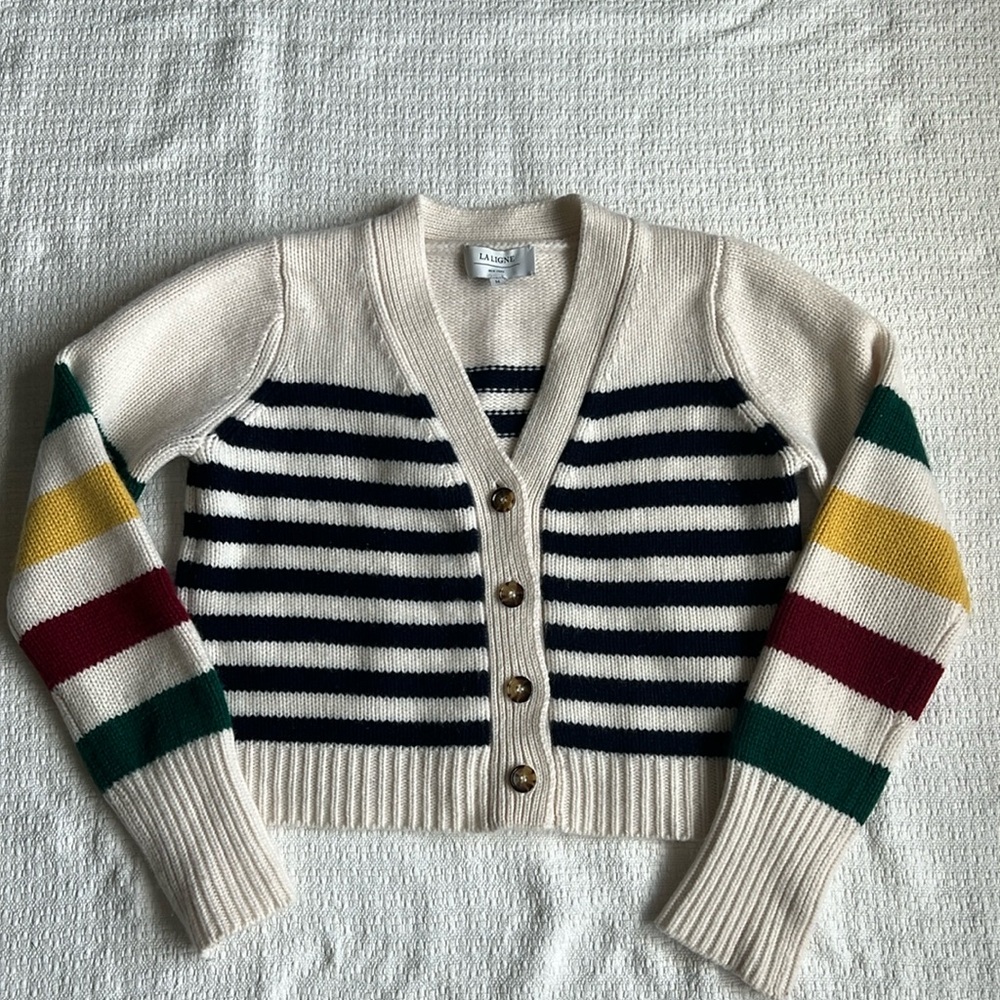 La Ligne Striped Mini Marin Cardigan